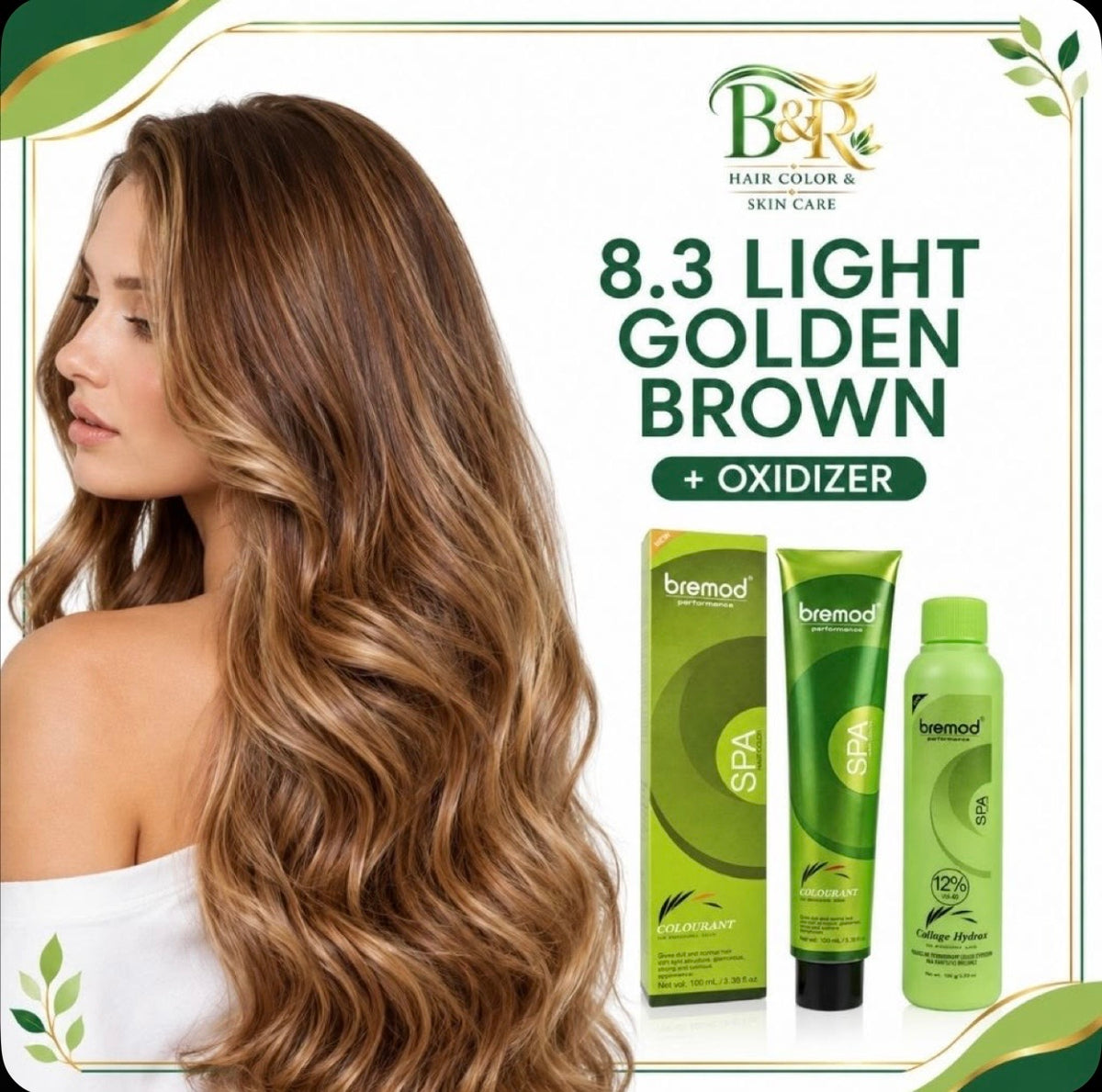 Bremod Hair Color Light Golden Brown 8.3